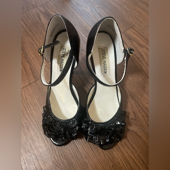 Steve Madden Shoes - Steve Madden P Talisa Ruffle Peep Toe Black Heels
